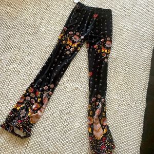 Free People velvet bell bottom flare floral pants